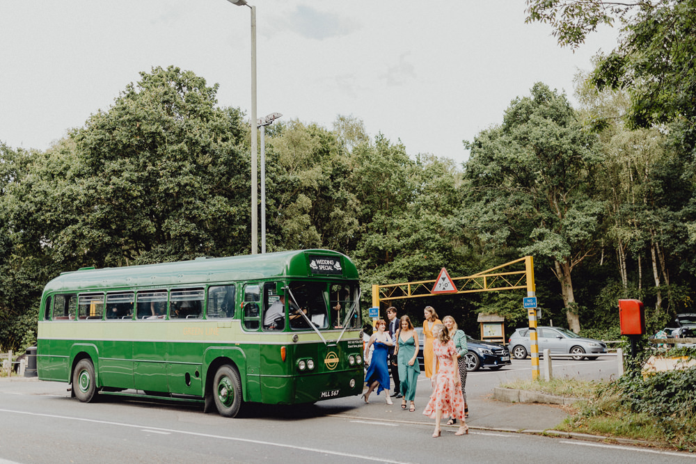 Vintage Bus Transport Intimate Pub Wedding Heather Sham Photography