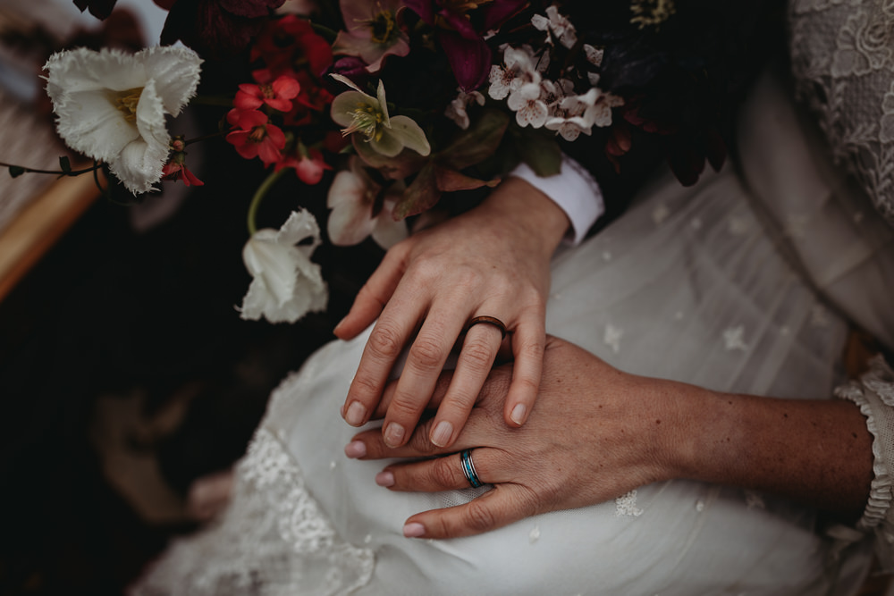 Wooden Rings Bands LGBTQ+ Elopement Thyme Lane Photography