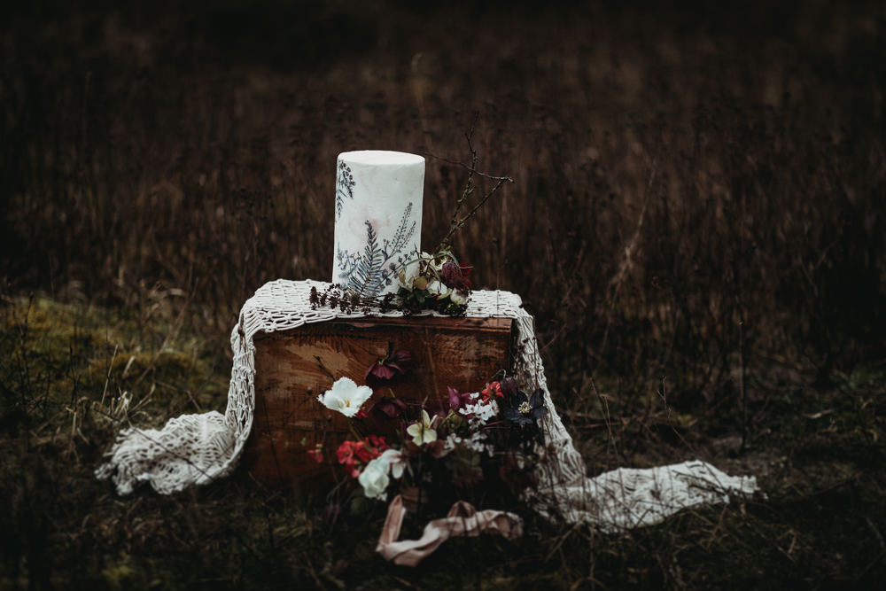 Painted Flower Floral Cake Table LGBTQ+ Elopement Thyme Lane Photography