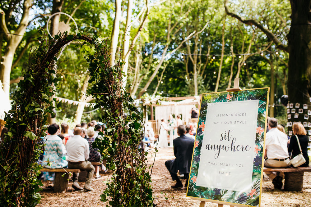 Ceremony Sign Signs Signage Lila’s Wood Wedding Two-D Photography