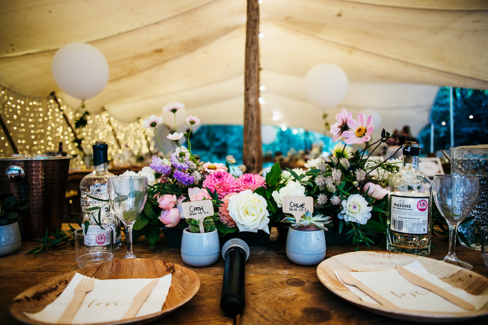 Top Table Flowers Decor Lila’s Wood Wedding Two-D Photography