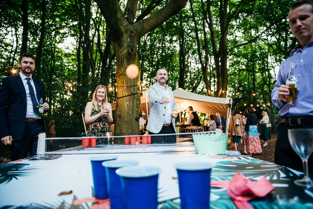 Beer Pong Game Lila’s Wood Wedding Two-D Photography