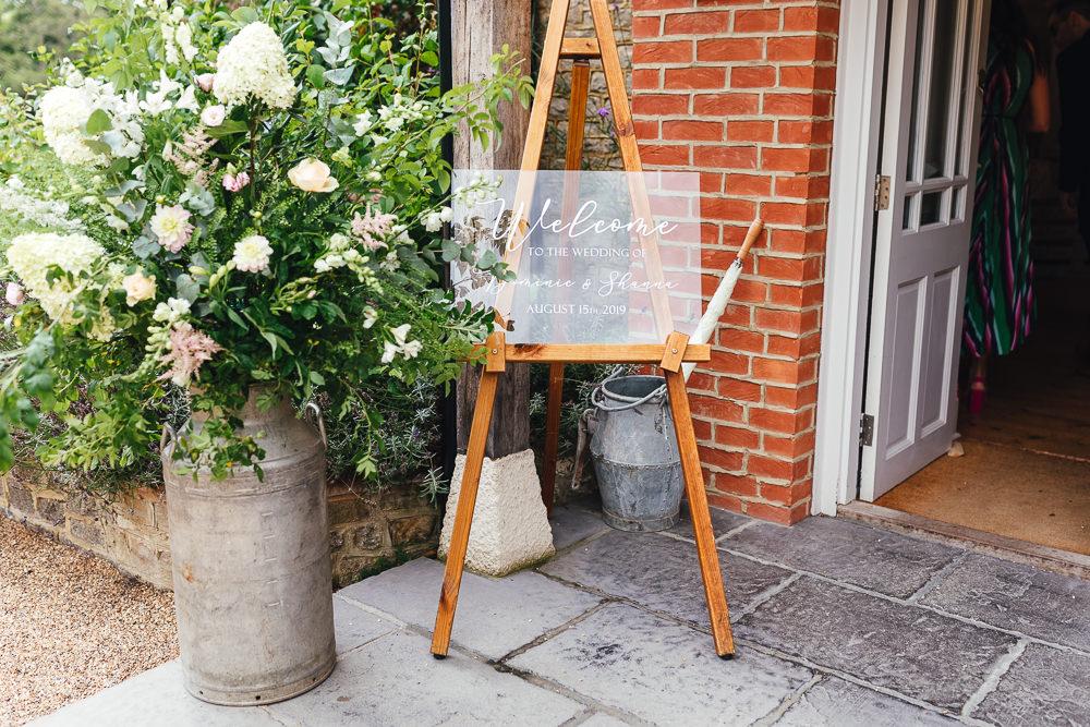 Perspex Acrylic Welcome Sign Signs Signage Millbridge Court Wedding Kirsty Mackenzie Photography