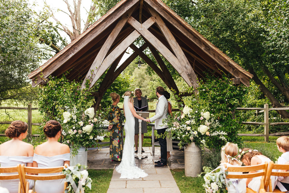 Milk Churn Flowers Ceremony Aisle Outdoor Millbridge Court Wedding Kirsty Mackenzie Photography