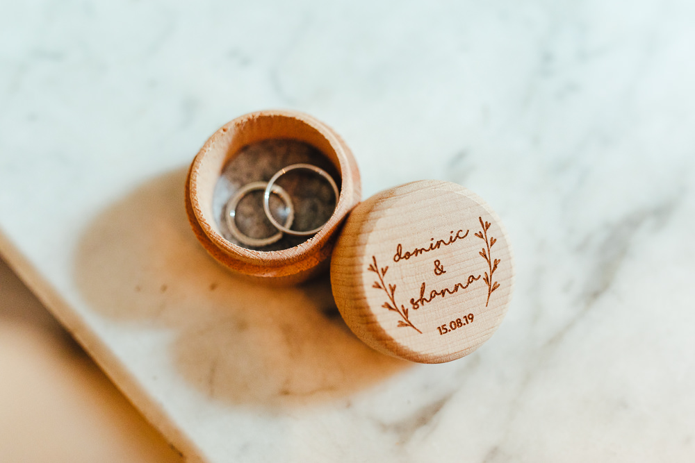 Wooden Ring Box Millbridge Court Wedding Kirsty Mackenzie Photography