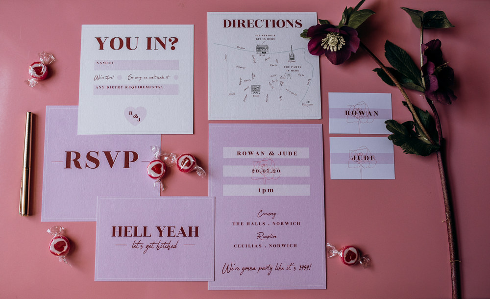 Stationery Invites Invitations Flat Lay Cool Modern Pink Wedding Ideas Aurora Grey Photography