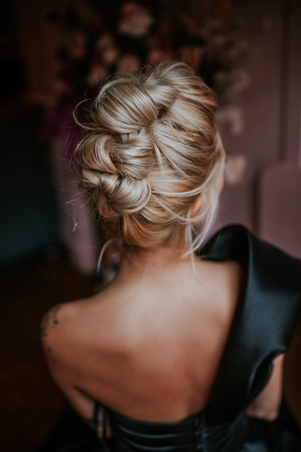 Bride Bridal Hair Style Up Do Modern Pink Wedding Ideas Aurora Grey Photography