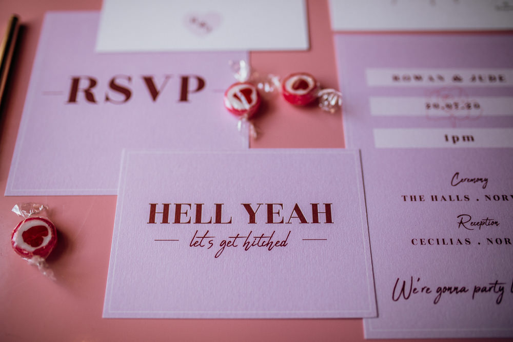 Stationery Invites Invitations Flat Lay Cool Modern Pink Wedding Ideas Aurora Grey Photography