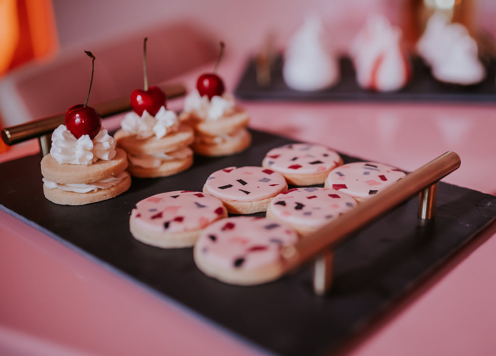 Terrazzo Cakes Treats Modern Pink Wedding Ideas Aurora Grey Photography