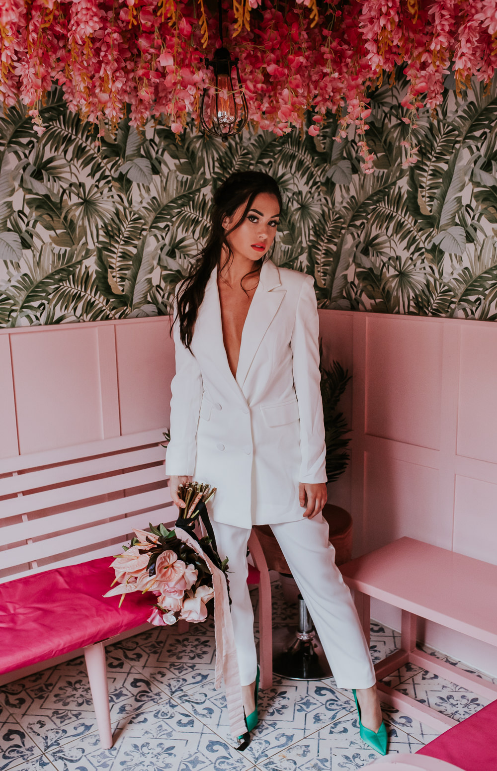 Bride Bridal Suit Cool Edgy Modern Pink Wedding Ideas Aurora Grey Photography