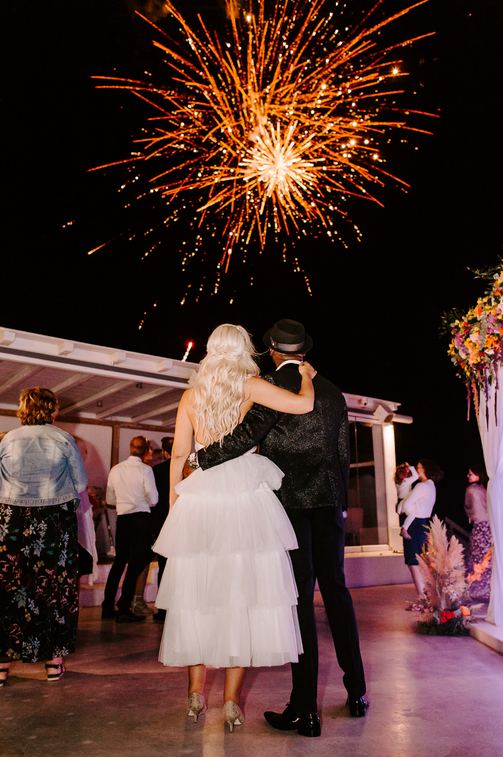 Fireworks Santorini Wedding Phosart Photography