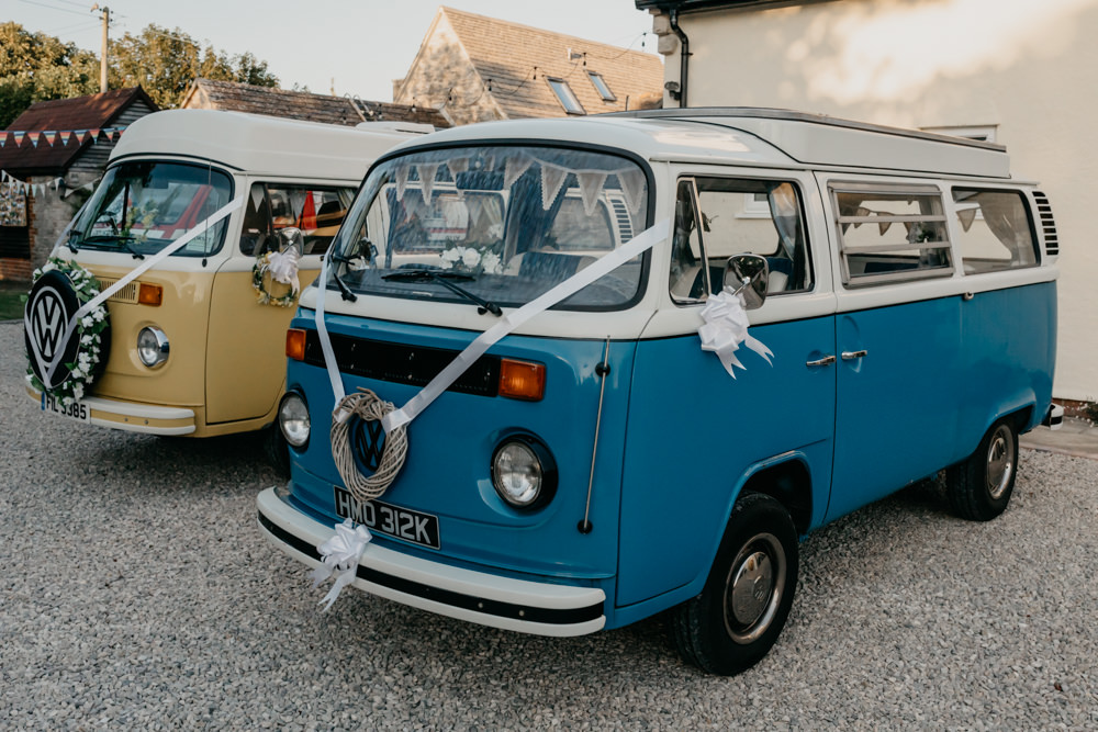 VW Campervan Transport Seaside Wedding Oli and Steph Photography