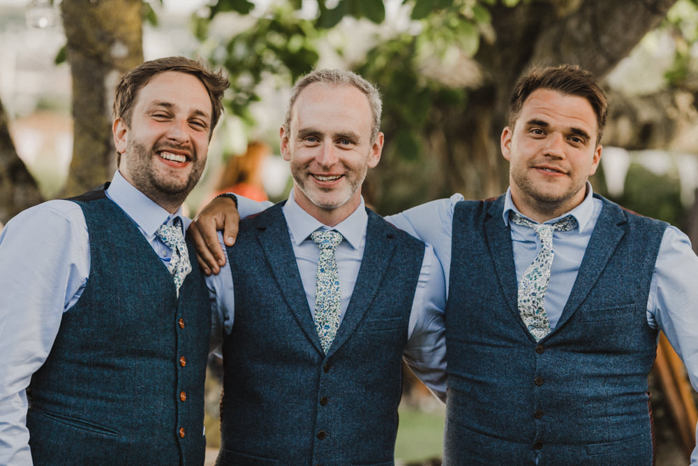 Groom Groomsmen Suit Waistcoat Floral Tie Seaside Wedding Oli and Steph Photography