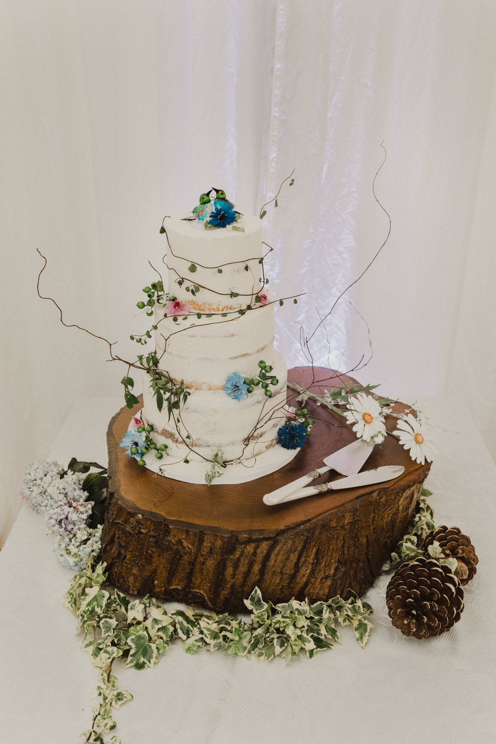 Buttercream Cake Log Slice Cake Stand Seaside Wedding Oli and Steph Photography