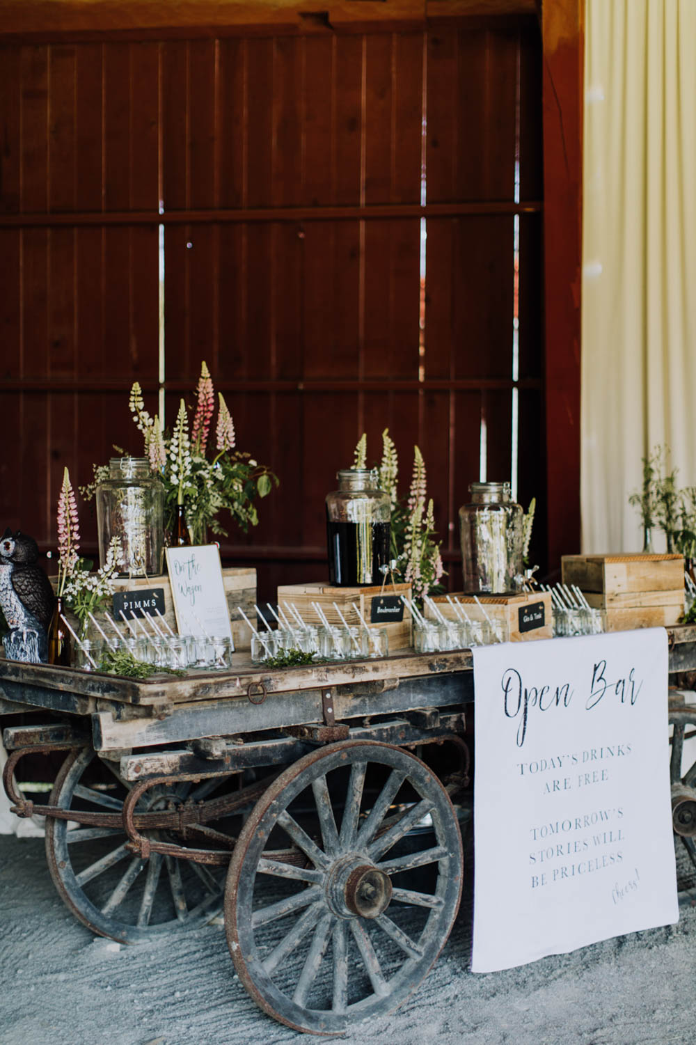 Bar Drinks Station Wagon Sweden Destination Wedding Clara Cooper Photography