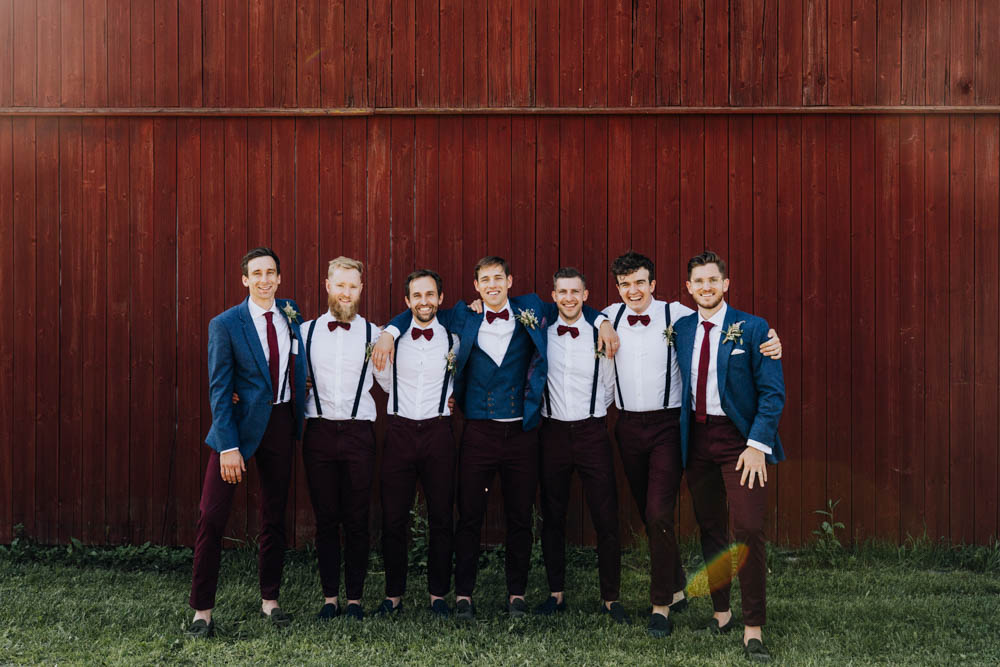 Groom Groomsmen Suit Blue Bow Tie Braces Sweden Destination Wedding Clara Cooper Photography