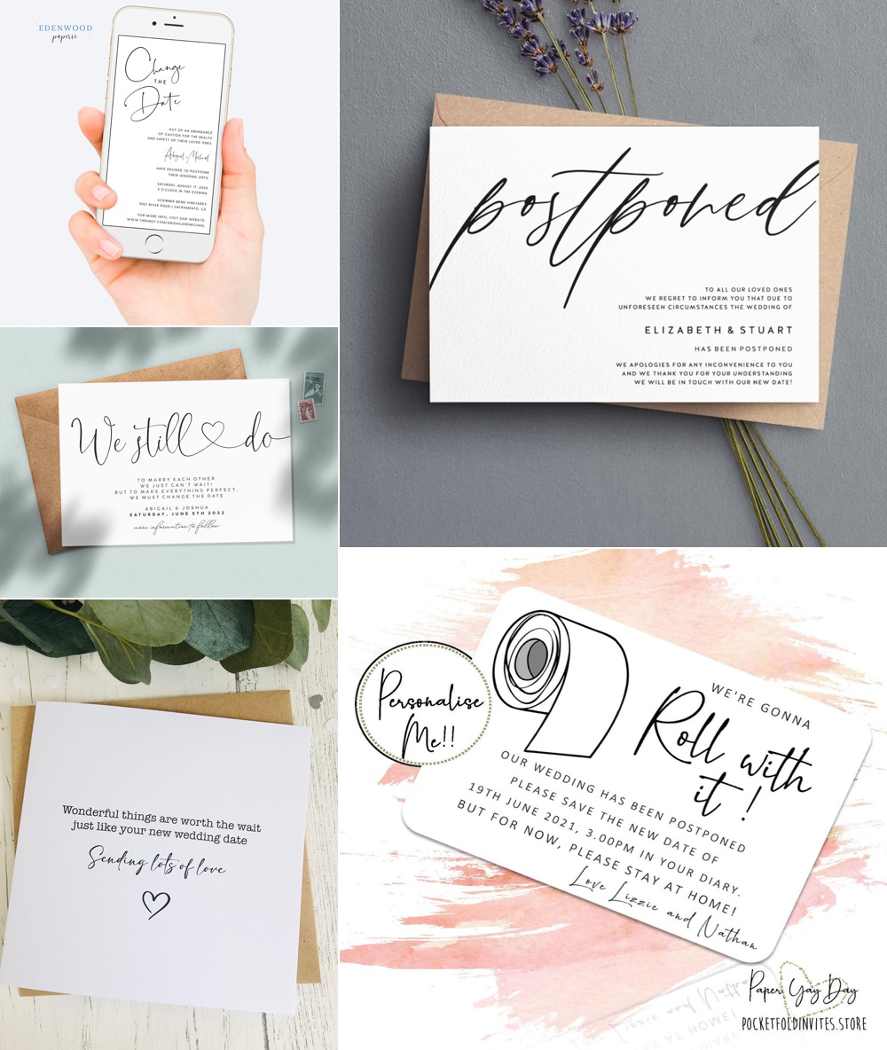 Wedding Postponement Card Date Change Lockdown