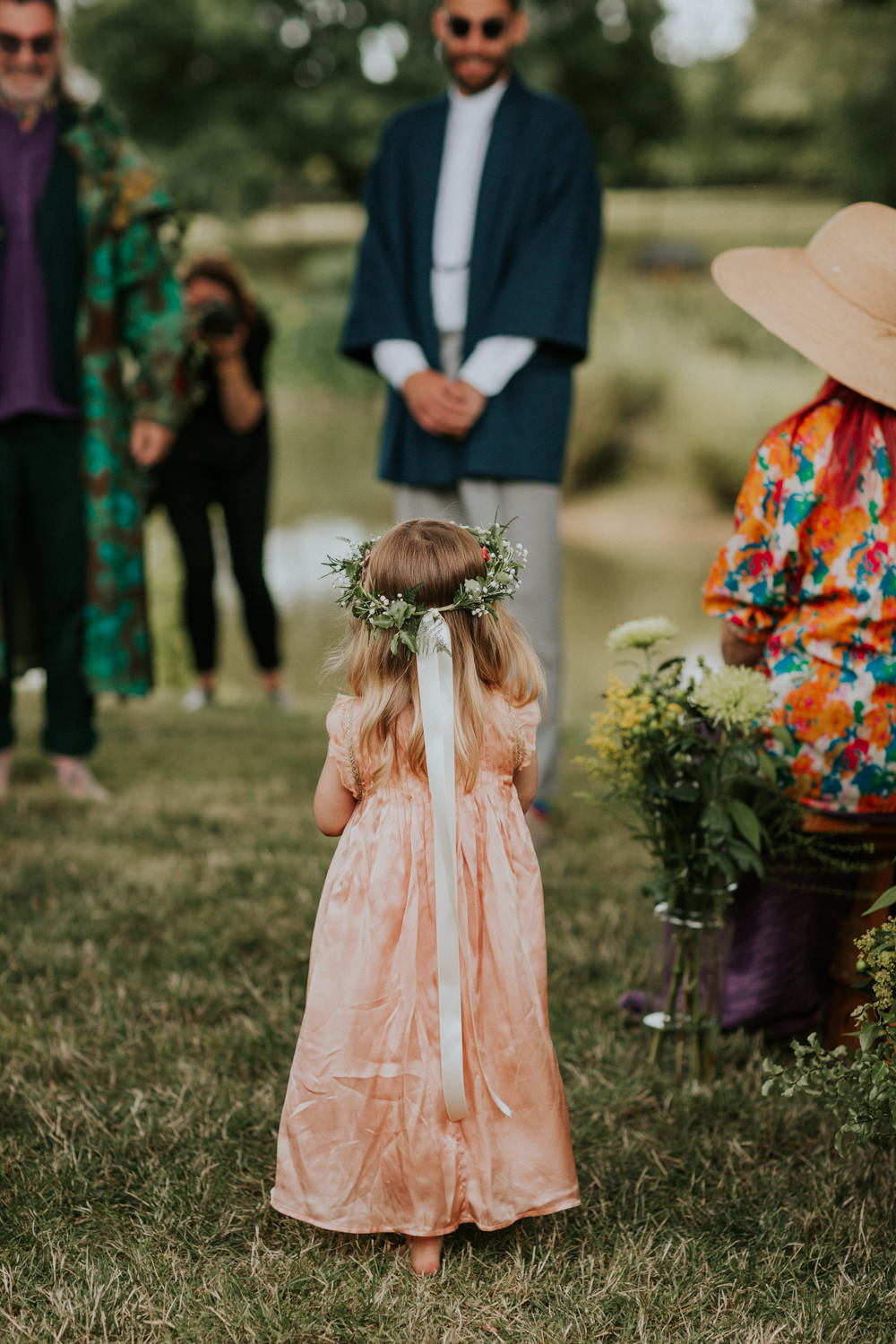 Flower Girl Dress Flower Crown Wootton Farm Estate Wedding Kate Gray Photography