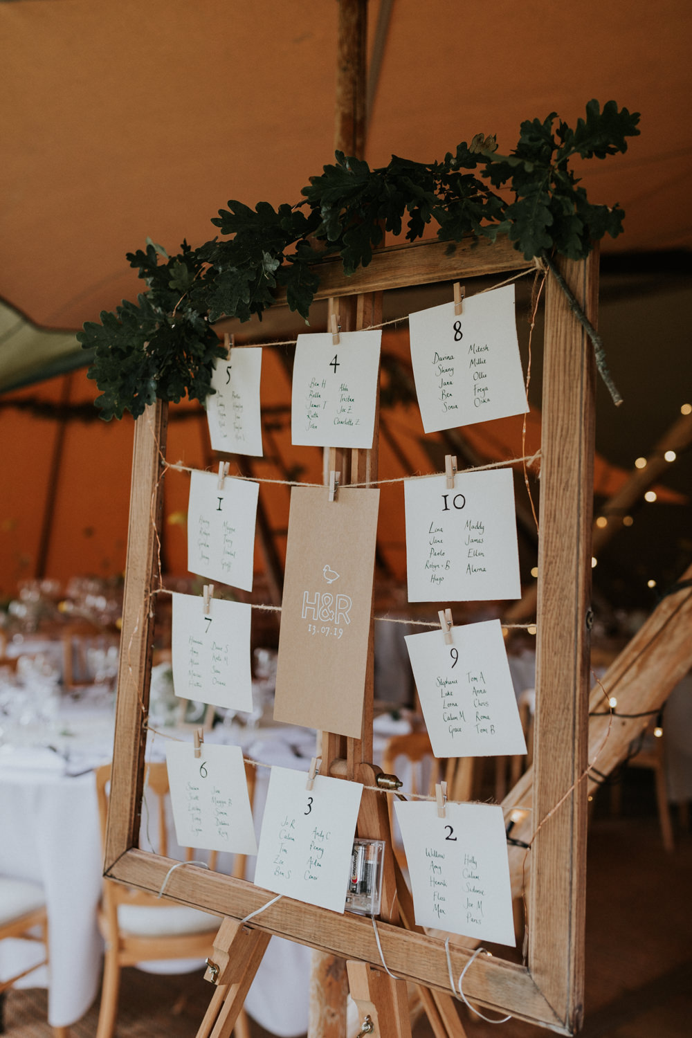 Table Plan Seating Chart Greenery Frame Pegs Wootton Farm Estate Wedding Kate Gray Photography