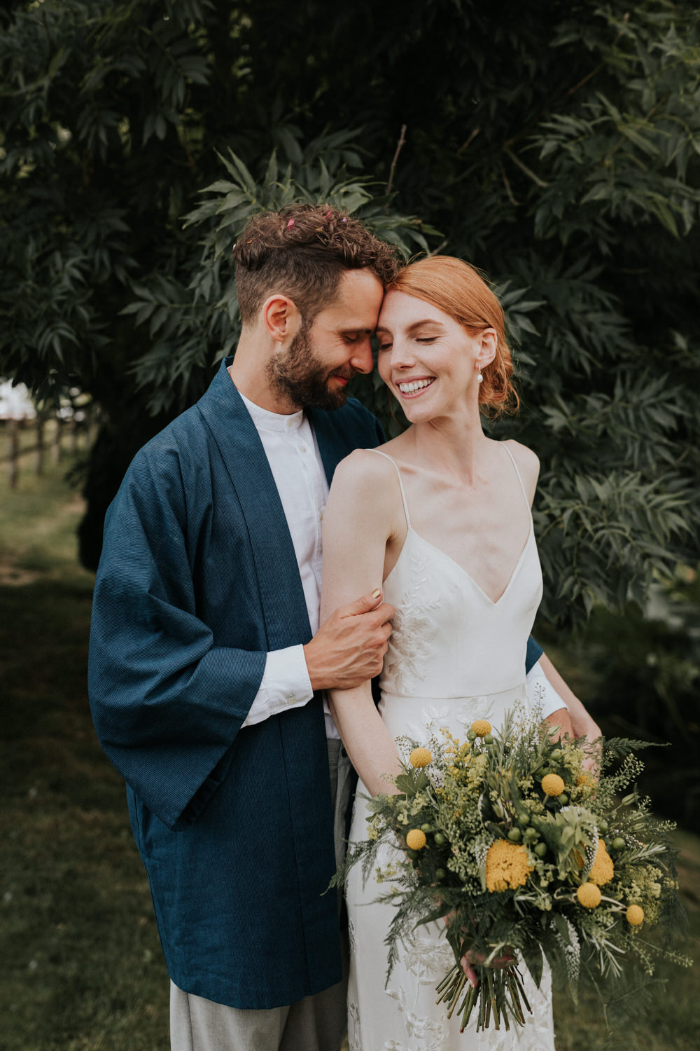 Groom Suit Kimono Collarless Shirt Wootton Farm Estate Wedding Kate Gray Photography