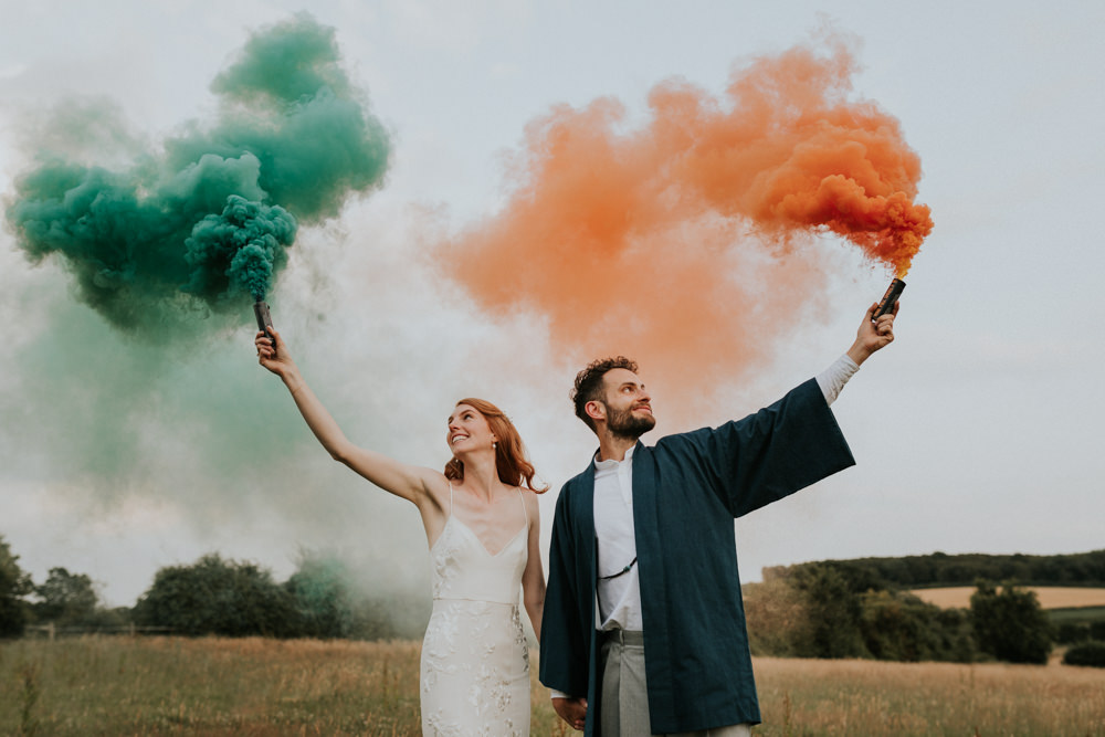 Wootton Farm Estate Wedding Kate Gray Photography Smoke Bomb Portrait Photo