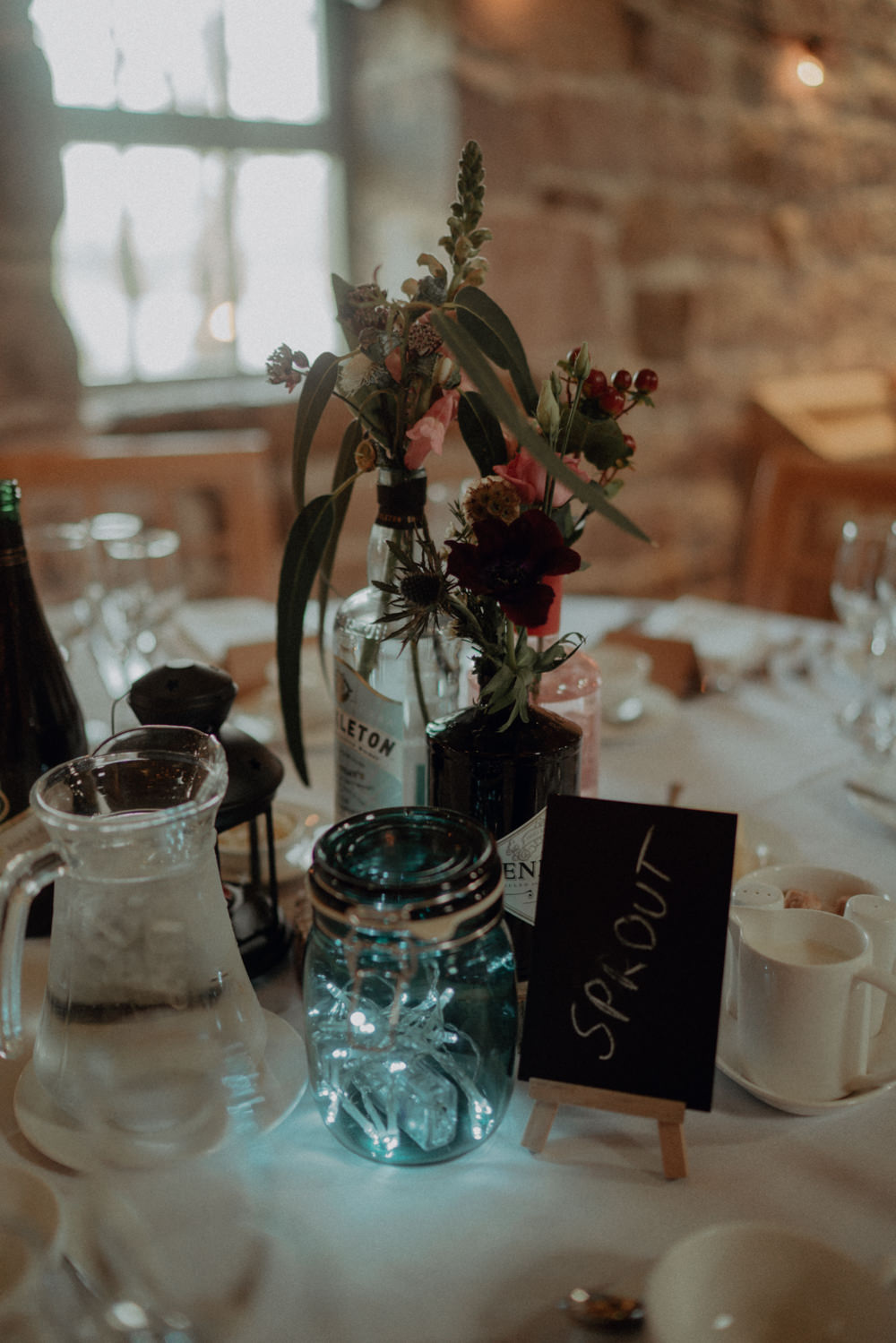 Log Slice Centrepiece Bottle Flowers Decor Ashes Barns Wedding Belle Art Photography