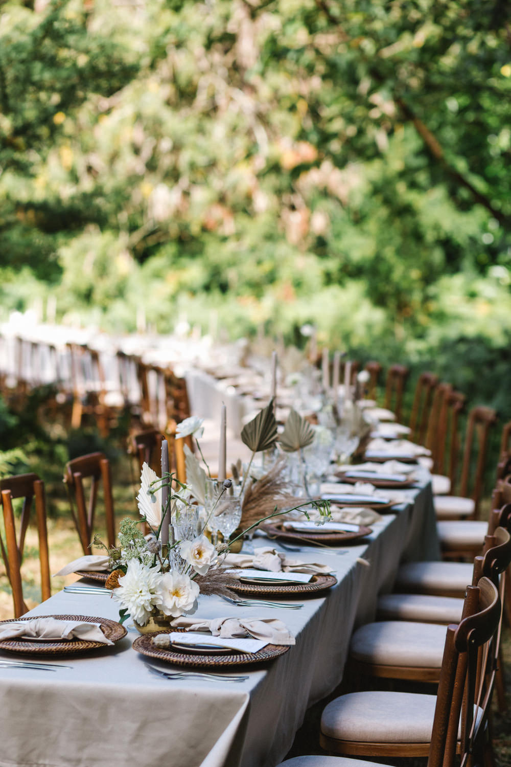 Curved Table Semi Circle Tablescape Set Up Decor Woods Woodland Boconnoc Wedding Debs Alexander Photography