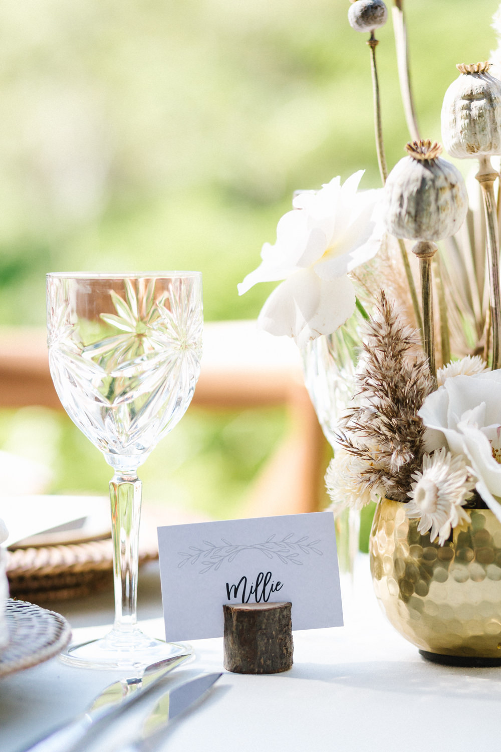 Log Slice Table Name Card Place Boconnoc Wedding Debs Alexander Photography