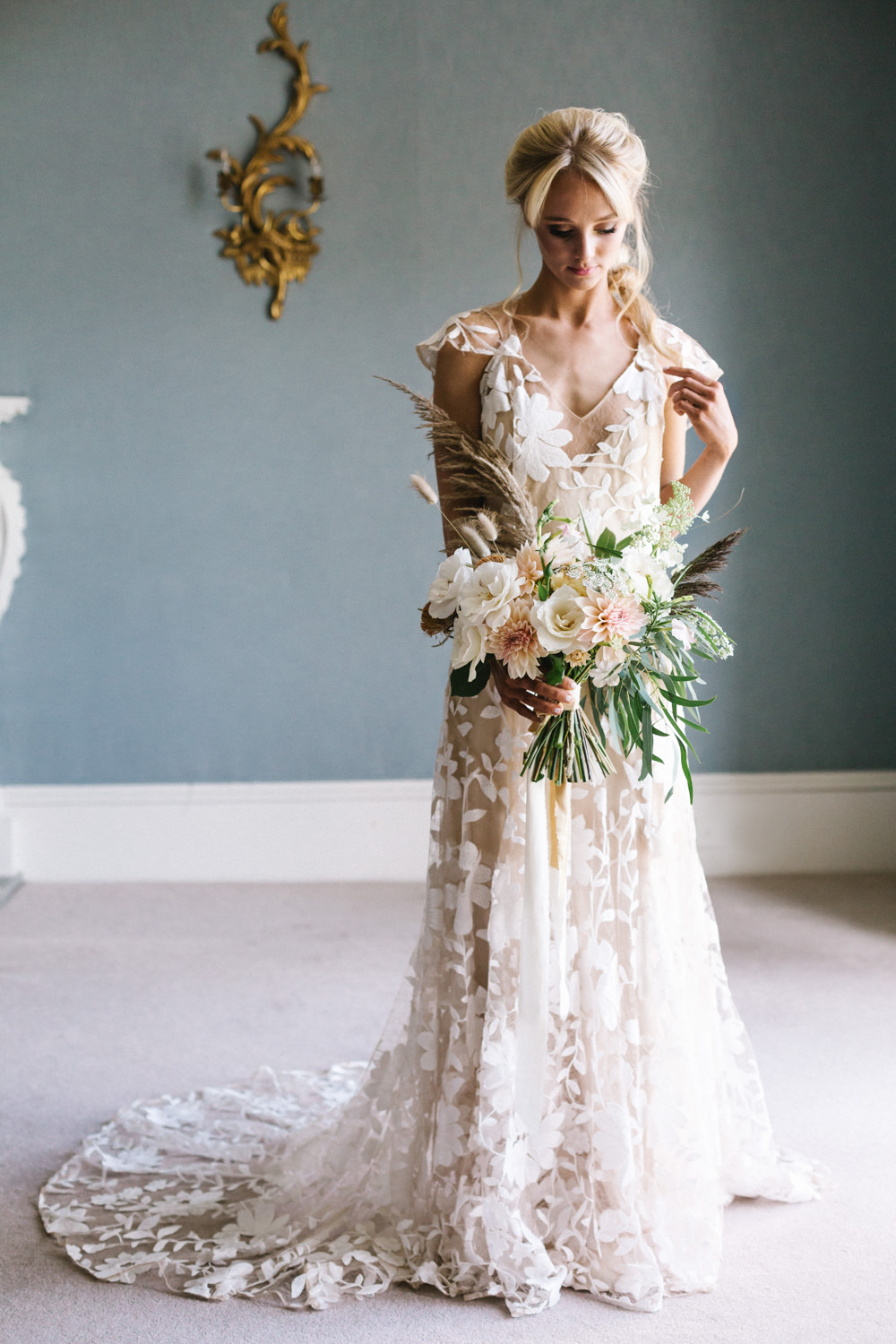Dress Gown Bride Bridal Willowby Opaque Embroided Nude Boconnoc Wedding Debs Alexander Photography
