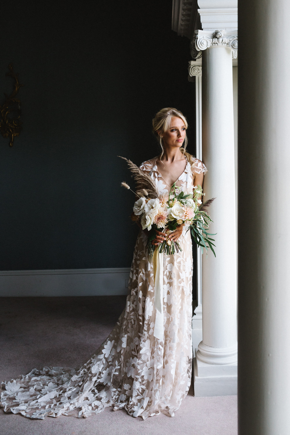 Dress Gown Bride Bridal Willowby Opaque Embroided Nude Boconnoc Wedding Debs Alexander Photography