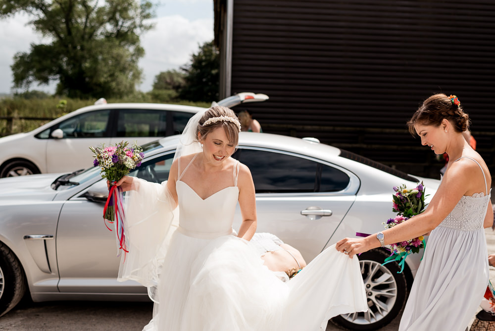 Bride Bridal Dress Gown A Line Sassi Holford Bonhams Barn Wedding Will Patrick Photography