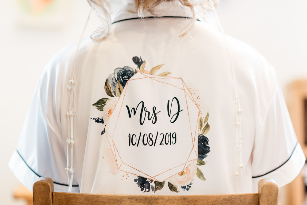 Bride Bridal Dressing Gown Robe Bonhams Barn Wedding Will Patrick Photography