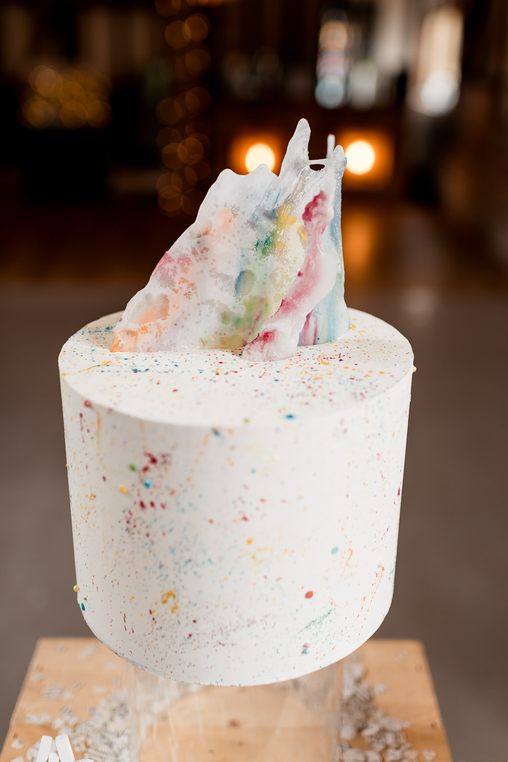 Multicolour Cake Paint Splatter Bonhams Barn Wedding Will Patrick Photography