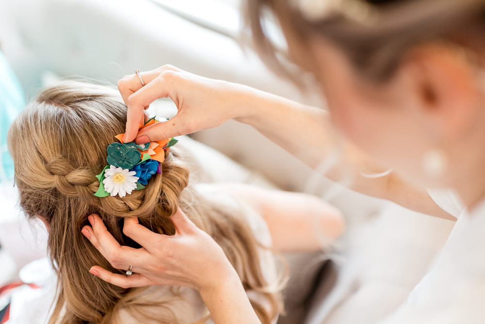 Bride Bridal Hair Style Flower Comb Bonhams Barn Wedding Will Patrick Photography