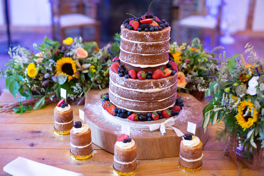 Naked Cake Berries Burley Manor Wedding Becky Bailey Photographer