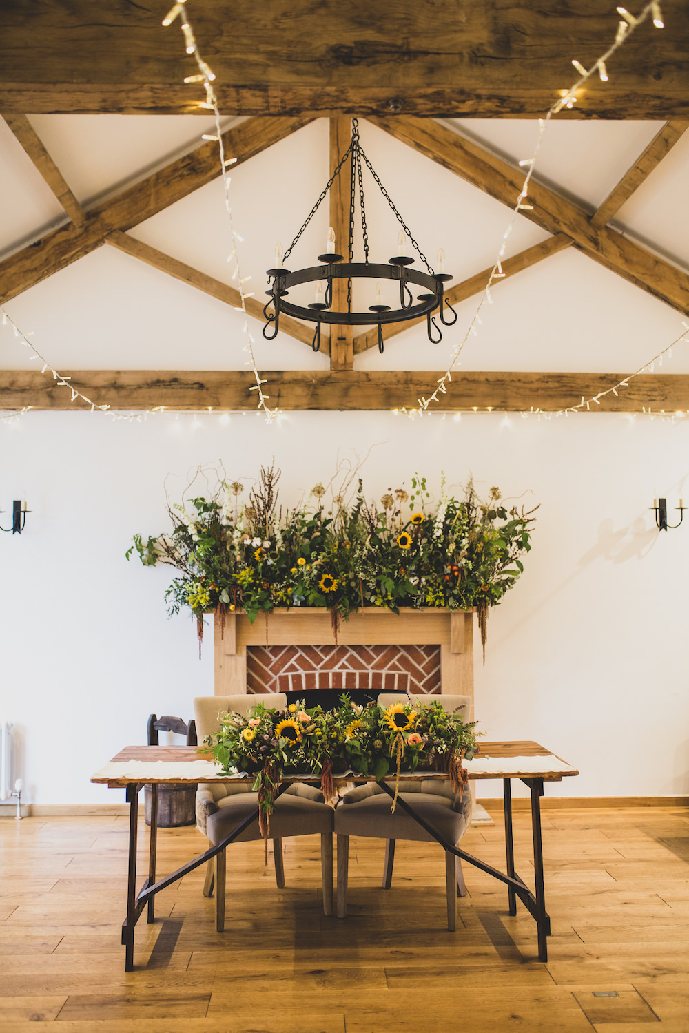 Ceremony Flowers Table Sunflowers Burley Manor Wedding Becky Bailey Photographer