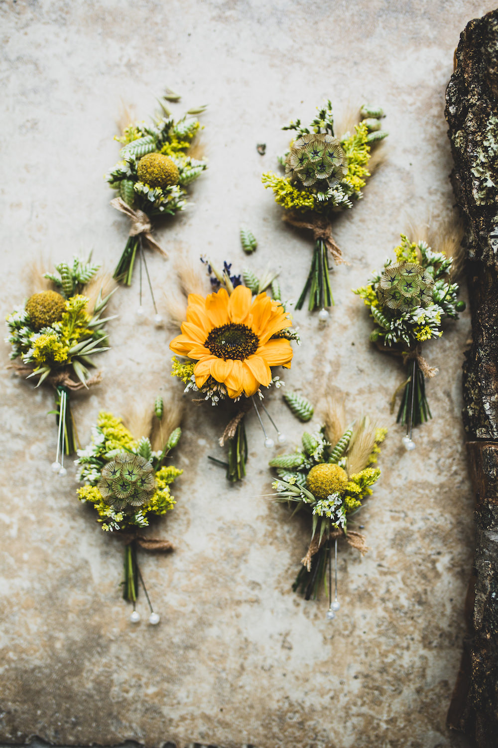 Sunflower Buttonhole Flowers Burley Manor Wedding Becky Bailey Photographer