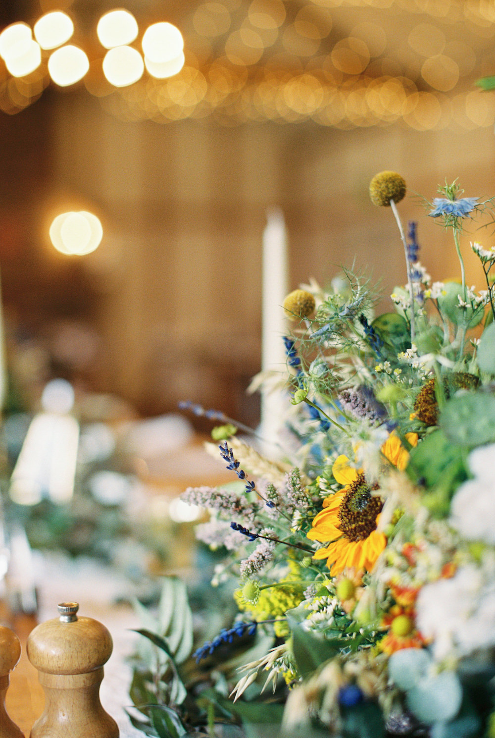 Sunflower Centrepiece Decor Flowers Burley Manor Wedding Becky Bailey Photographer