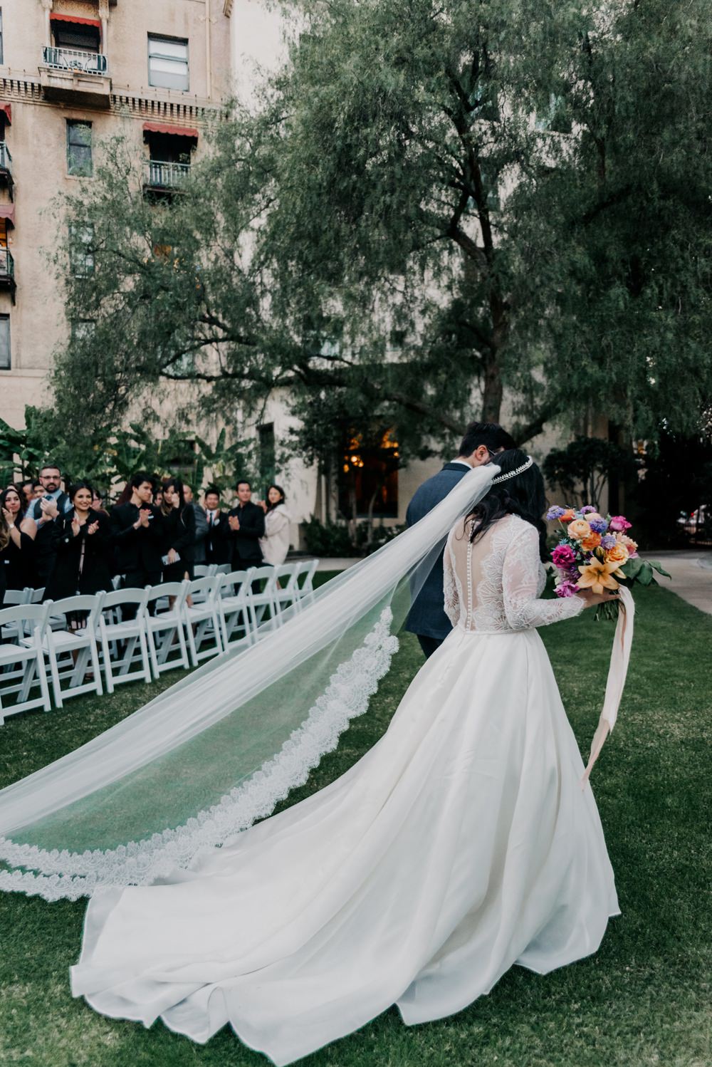 Dress Gown Bride Bridal Long Sleeves Pockets Veil California Wedding Wanderlust Creatives