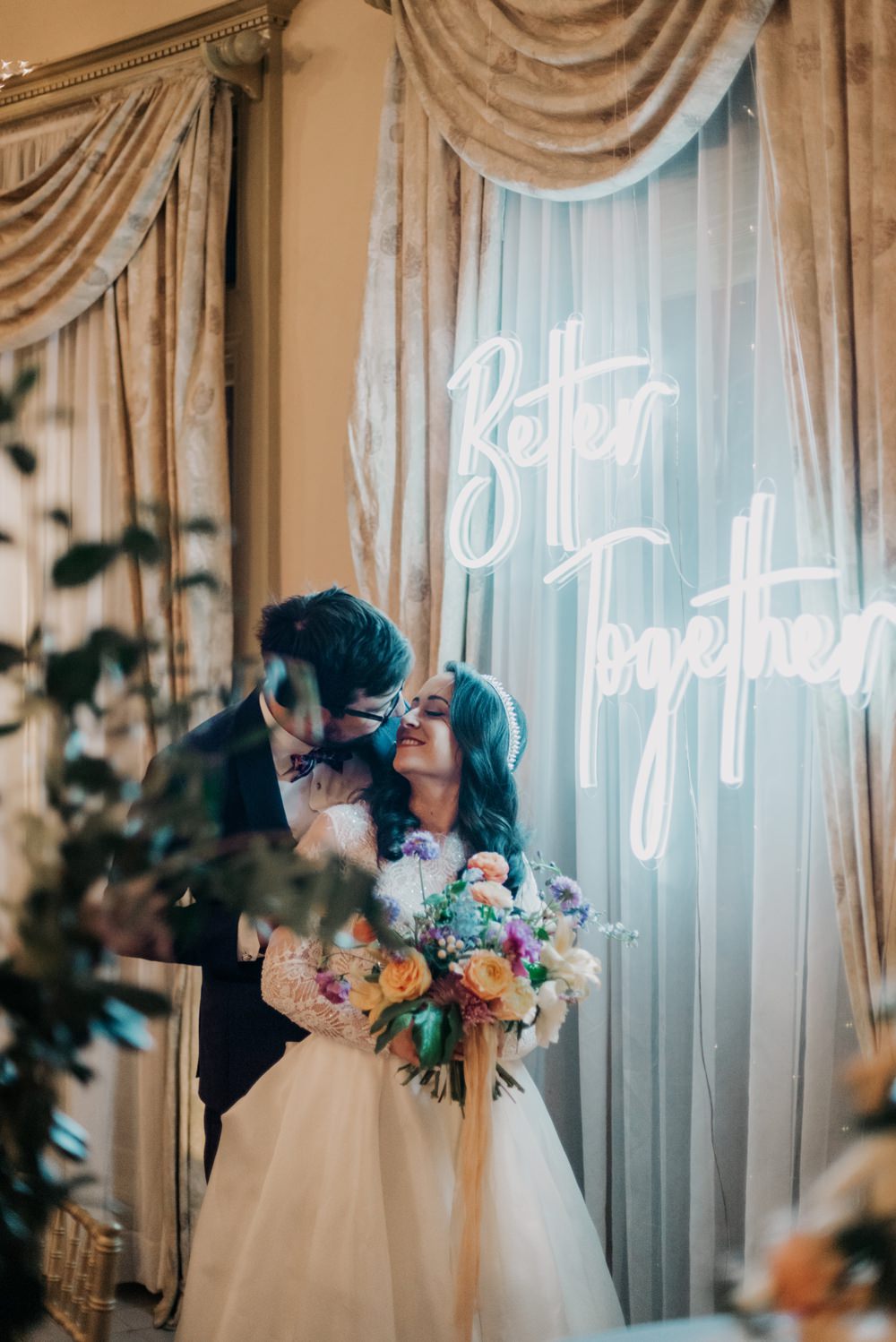 Neon Sign Backdrop Top Table California Wedding Wanderlust Creatives