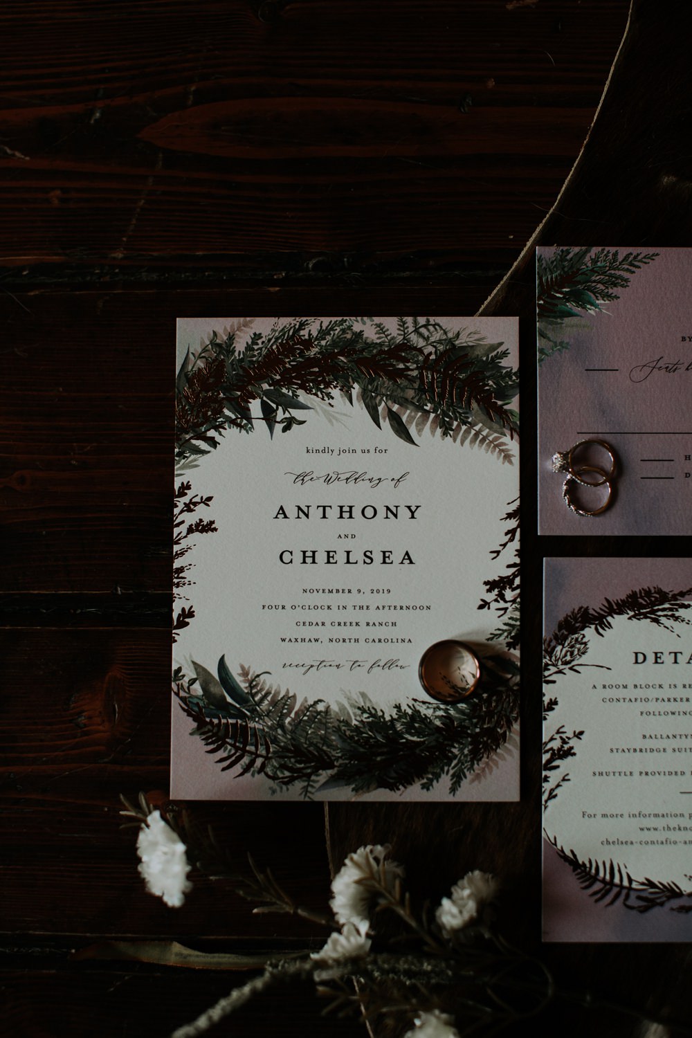 Stationery Invites Invitations Botanical Lulac Cedar Creek Ranch Wedding Dani Nicole Photography