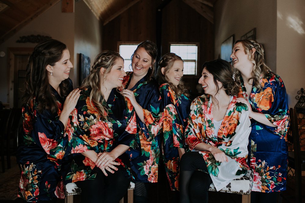 Bride Bridal Bridesmaids Robes Dressing Gowns Cedar Creek Ranch Wedding Dani Nicole Photography
