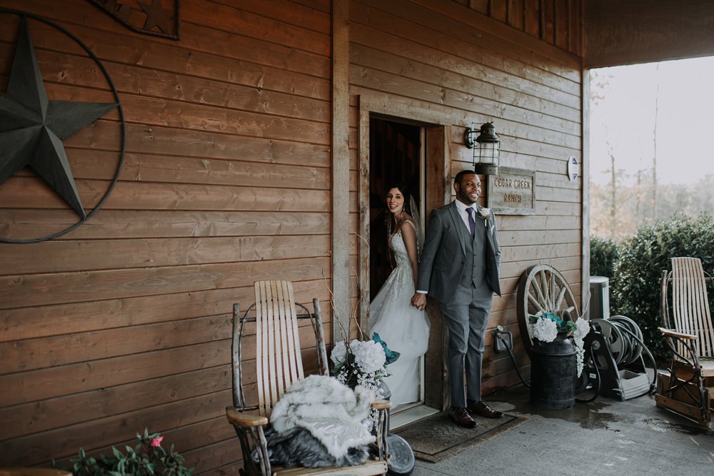First Look Cedar Creek Ranch Wedding Dani Nicole Photography