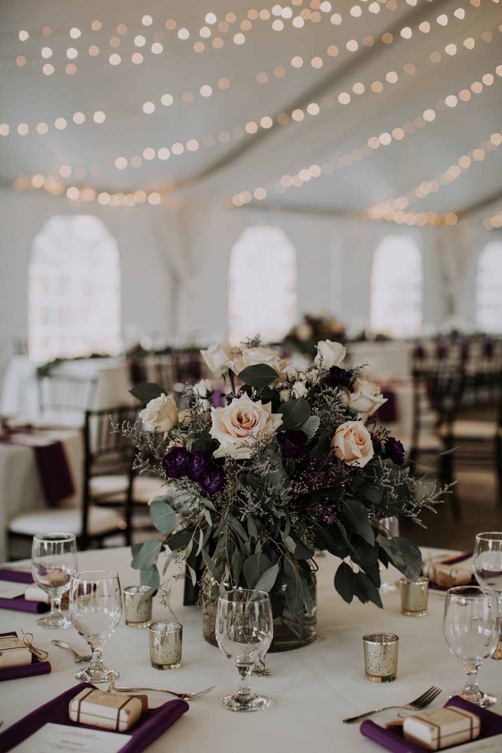 Centrepiece Flowers Rose Greenery Table Cedar Creek Ranch Wedding Dani Nicole Photography