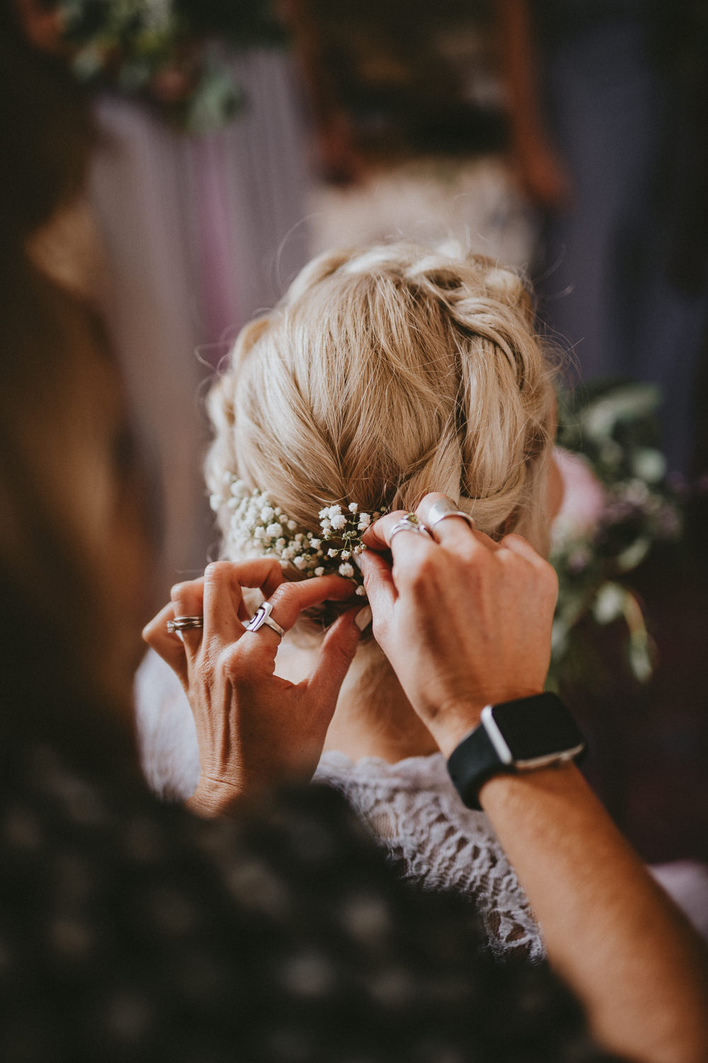 Bridesmaid Bridesmaids Hair Style Up Do Plaits Braids Flowers Chateau Lagorce Wedding Flawless Photography