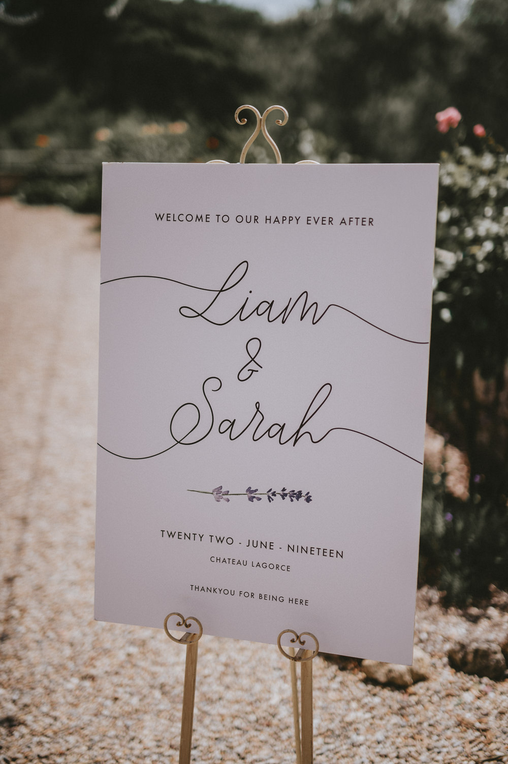 Welcome Sign Signs Signage Calligraphy Chateau Lagorce Wedding Flawless Photography