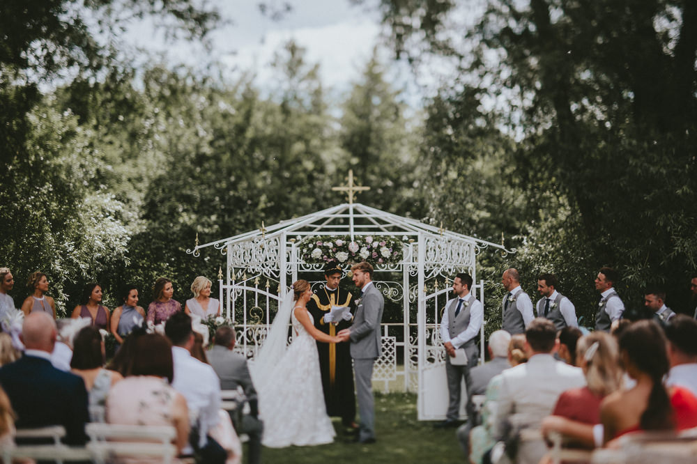 Ceremony Outdoor Garden Gazeebo Flowers Chateau Lagorce Wedding Flawless Photography