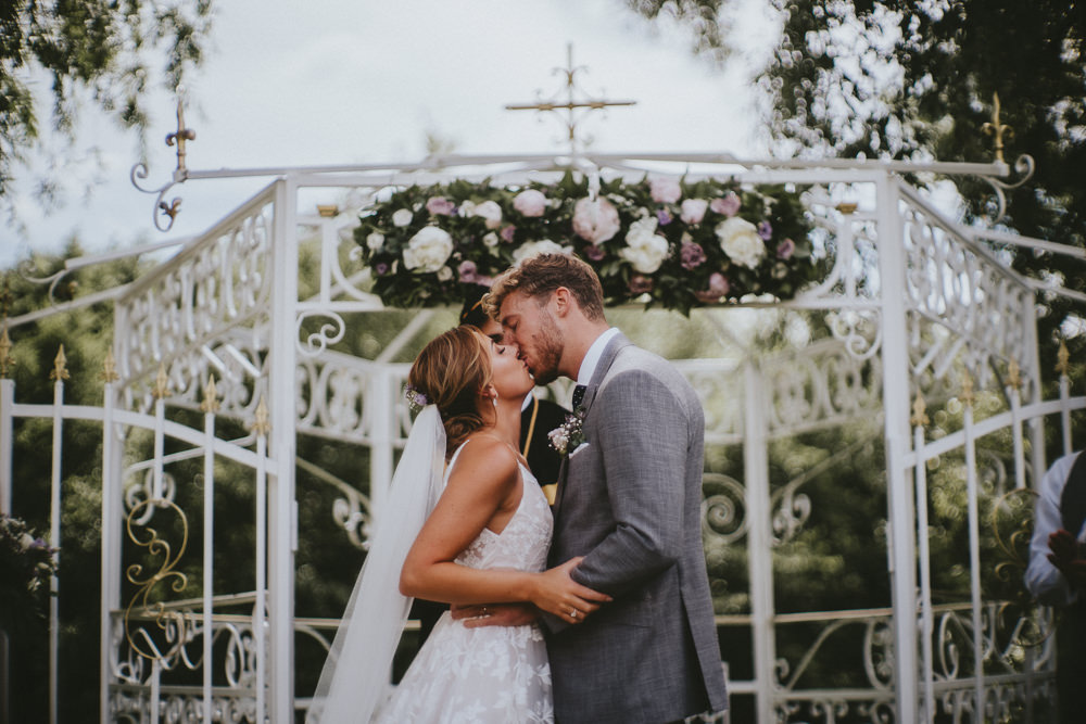 Ceremony Outdoor Garden Gazeebo Flowers Chateau Lagorce Wedding Flawless Photography