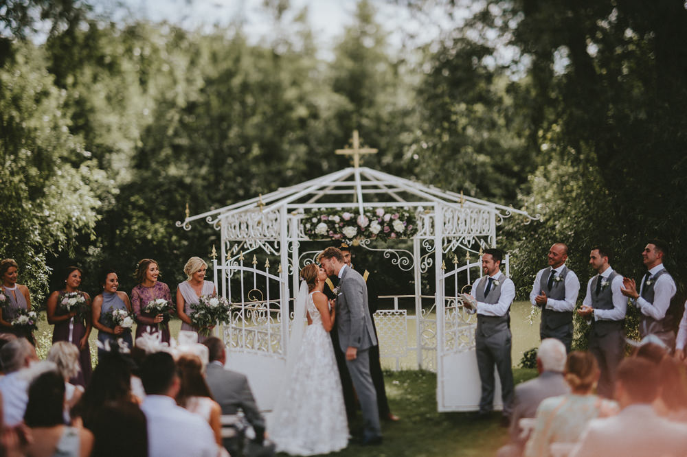 Ceremony Outdoor Garden Gazeebo Flowers Chateau Lagorce Wedding Flawless Photography