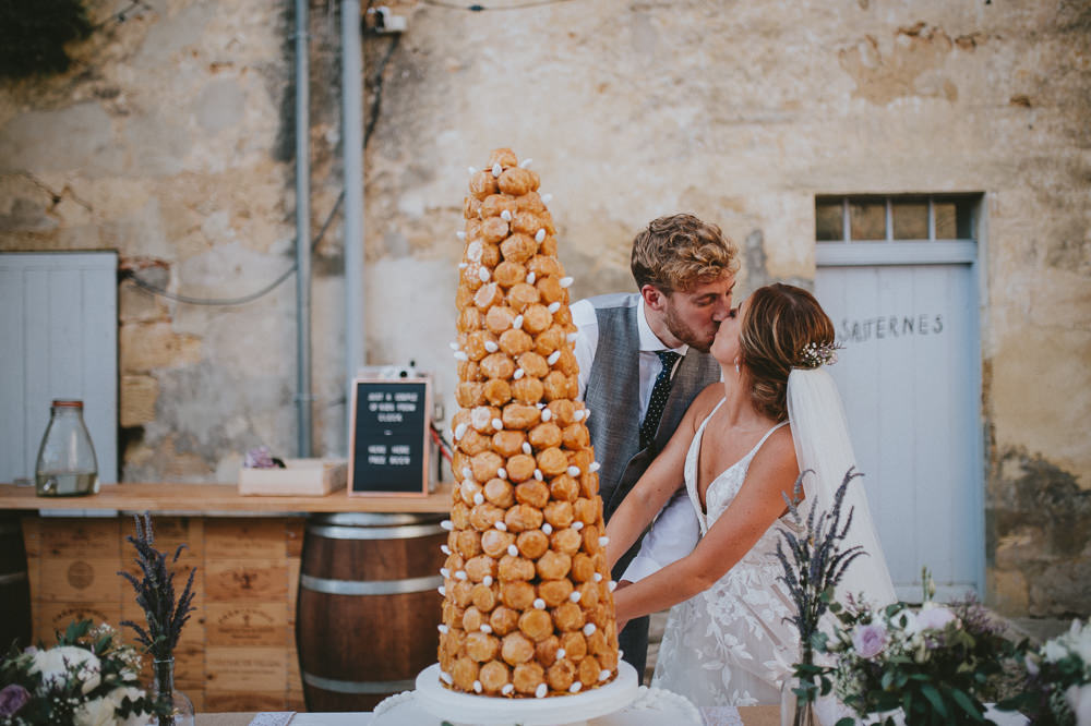 Croquembouche Profiterole Tower Cake Chateau Lagorce Wedding Flawless Photography